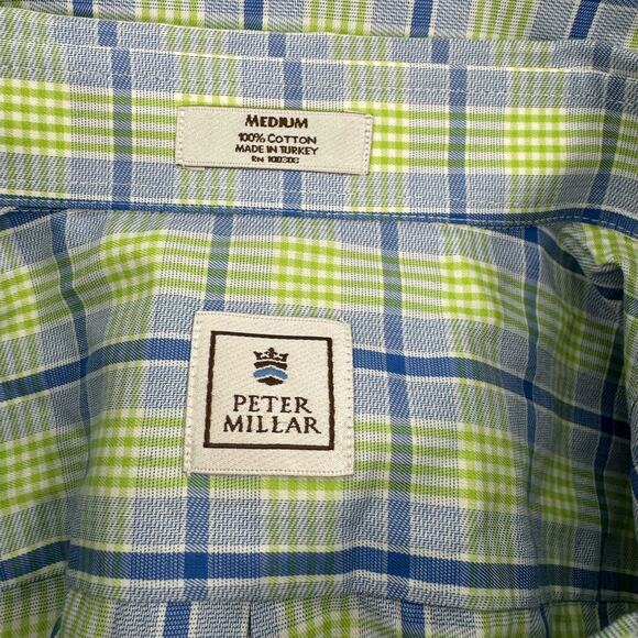 New Peter Millar Long Sleeve Button Up Shirt Check Pattern Green Size M - Picture 7 of 7
